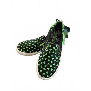 Minecraft Black and Green Slip-On Sneakers